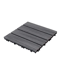 Wpc Patio Tiles - 22 Pack - Interlocking Decking - 11.8" Ash