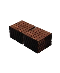 Acacia Wood Deck Tiles - Checker Pattern, 20 Pcs