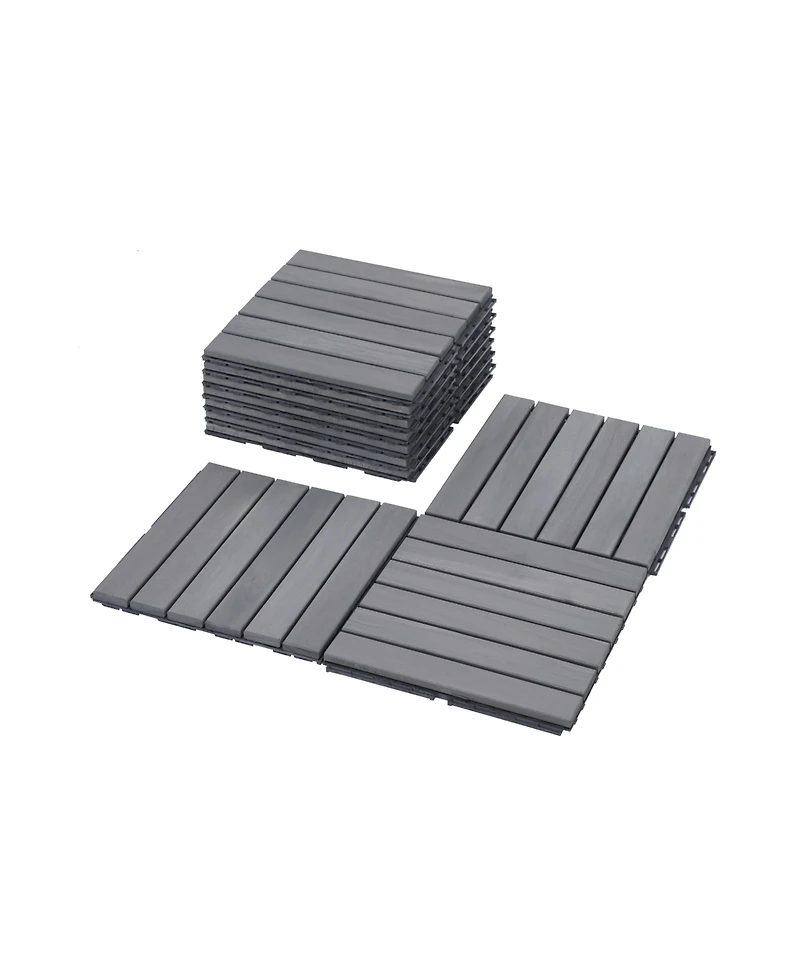 20-Piece Interlocking Deck Tiles - Light Gray Acacia