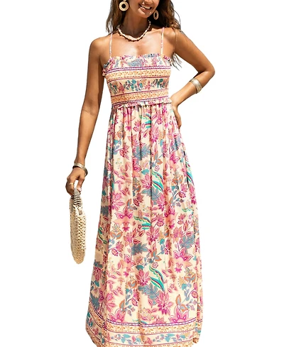 Cupshe Women's Papaya Punch Floral Maxi Beach Dress