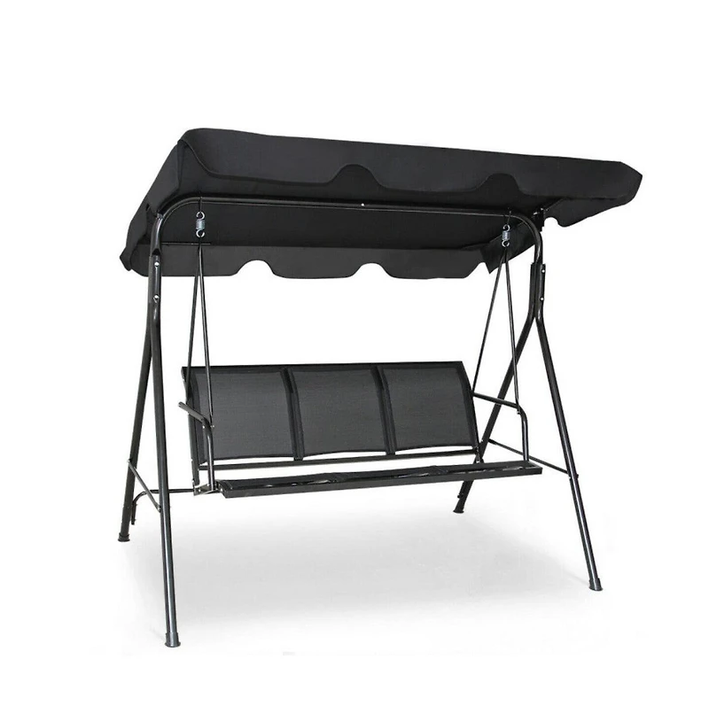 3 Person Steel Frame Patio Porch Swing with Polyester Angle and Adjustable Canopy