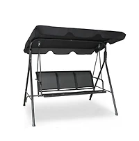 3 Person Steel Frame Patio Porch Swing with Polyester Angle and Adjustable Canopy