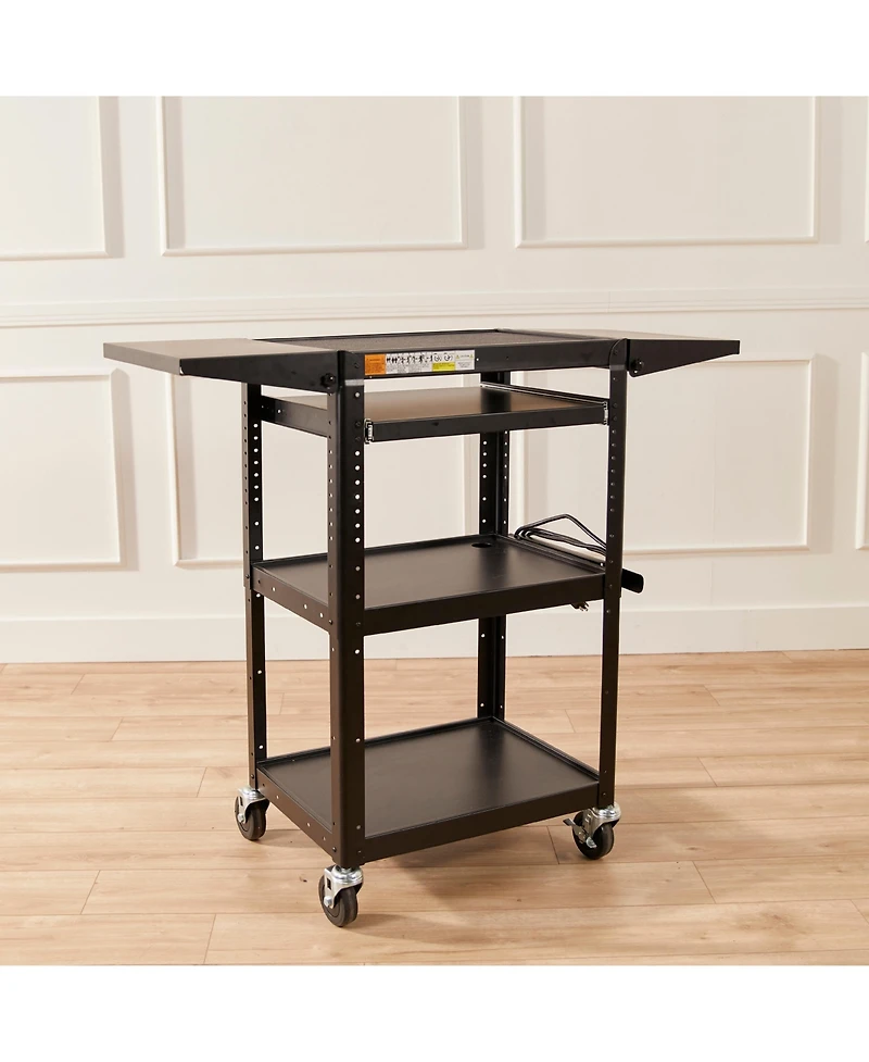 ECR4Kids Av Presentation Cart Stand with Drop Leaves, Black, 1