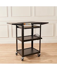 ECR4Kids Av Presentation Cart Stand with Drop Leaves, Black, 1