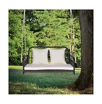 880LBS Wicker Hanging Porch Swing with Cushions