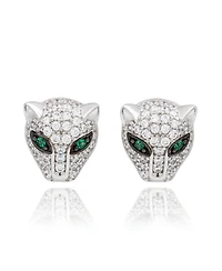 Suzy Levian Sterling Silver Cubic Zirconia Panther Stud Earrings