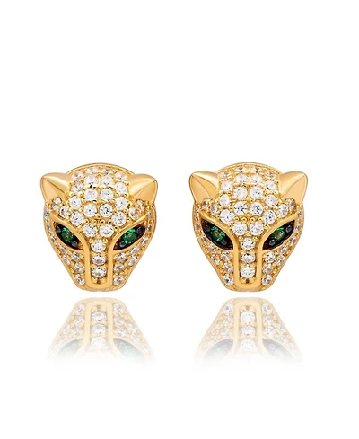 Suzy Levian Sterling Silver Cubic Zirconia Panther Stud Earrings
