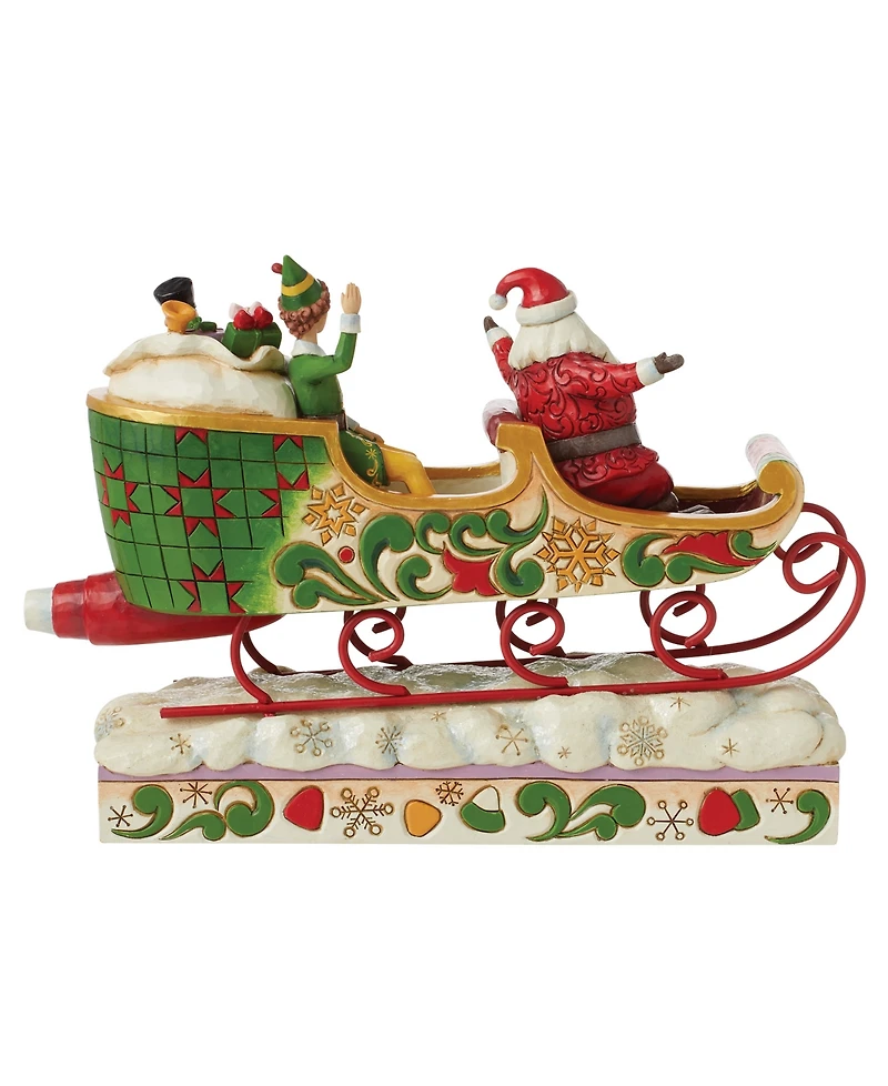 Jim Shore Buddy Elf with Santa in Sleigh Figurine