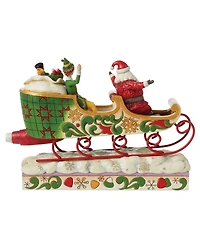 Jim Shore Buddy Elf with Santa in Sleigh Figurine