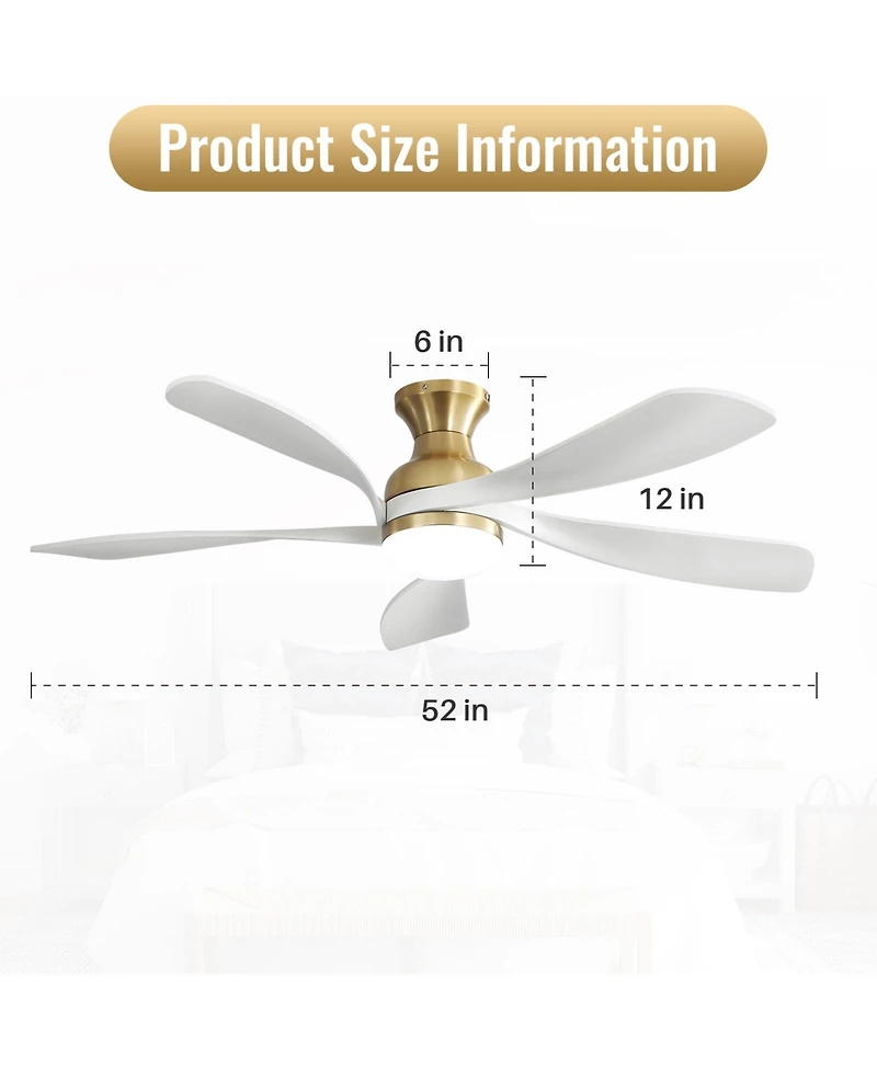 Sofucor 52" Modern Smart Ceiling Fan with 5 Solid Wood Blades