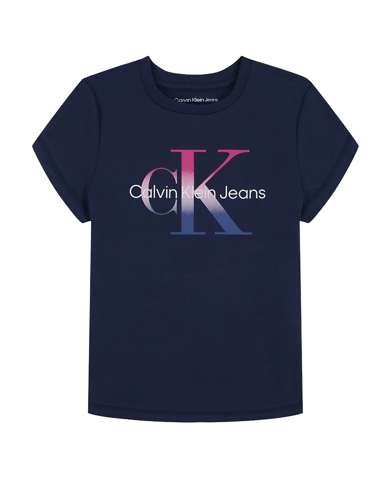 Calvin Klein Big Girls Ombre Print Monogram T-Shirt
