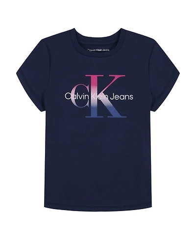 Calvin Klein Big Girls Ombre Print Monogram T-Shirt