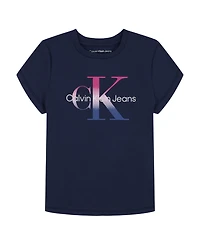 Calvin Klein Big Girls Ombre Print Monogram T-Shirt