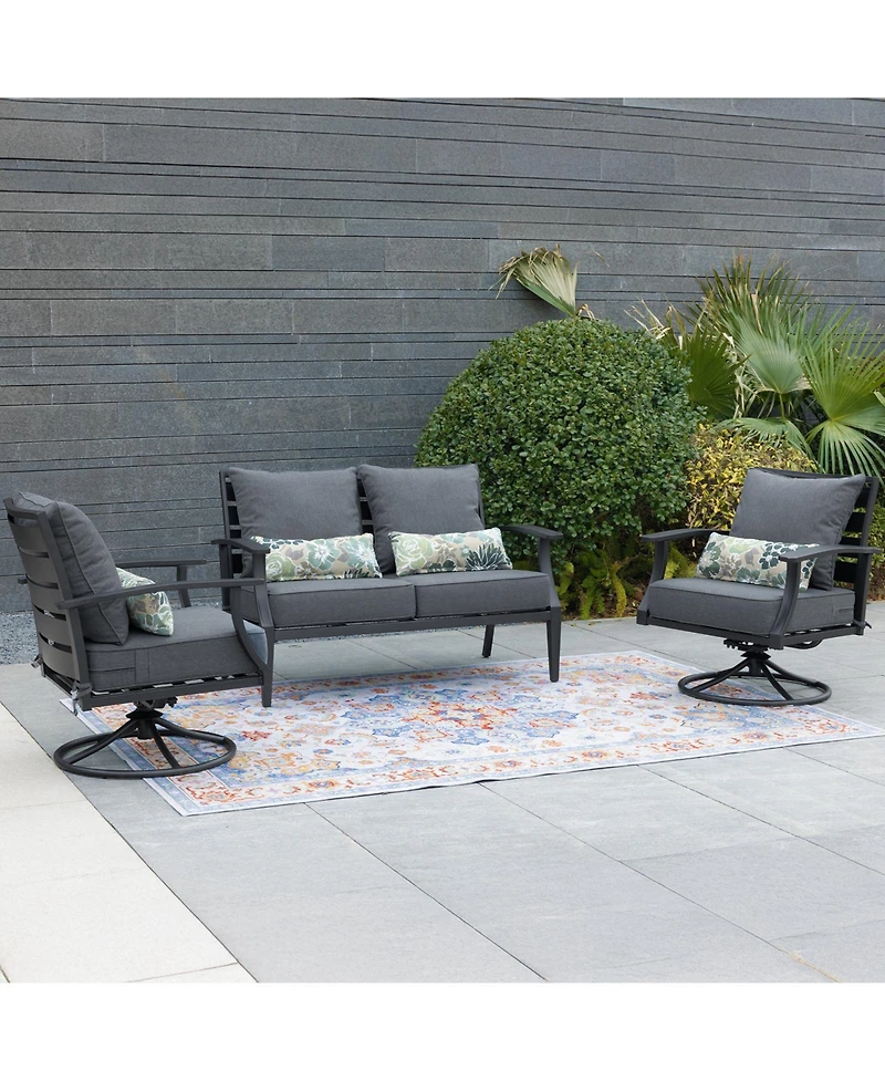 Aoodor 24'' x 24'' Outdoor Deep Seat Chair Cushion Set, Set of 2 Seats, 2 Backs, 2 Pillows (Charcoal)