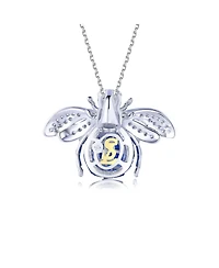 Suzy Levian Sterling Silver Invisible Set Cubic Zirconia Bumble Bee Pendant