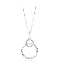 Suzy Levian Sterling Silver Cubic Zirconia Circle Pendant Necklace