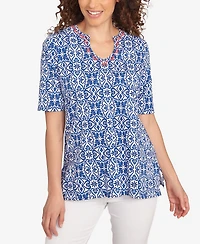 Ruby Rd. Petite Pacific Medallions Embellished Knit Top