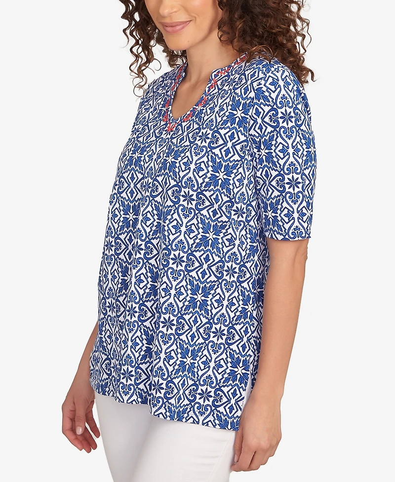 Ruby Rd. Petite Pacific Medallions Embellished Knit Top
