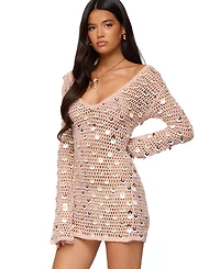 Edikted Women's Corea Sequin Crochet Mini Dress