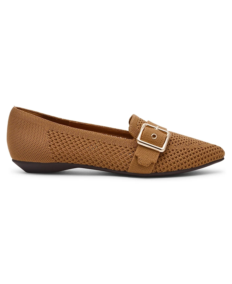 Anne Klein Women's Oakland Buckle Strap Knit Flats