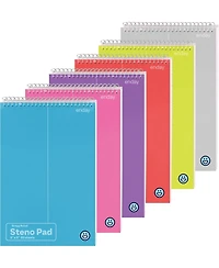 Enday Steno Pads Spiral 6 x 9 inches, Gregg Rule White Paper, 80 Sheets Steno Notebook for writing in Pink, Purple, Green, Blue, Red, Grey, Color May