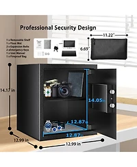 Bonsaii Security Safe Box with Money Bag, 1.28 Cubic Feet Large Document Safe Box for Home, Digital Keypad Lock, Removable Shelf for Money, Medicine,