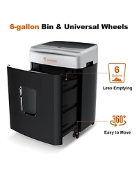 Bonsaii Paper Shredder for Office, 110-Sheet Autofeed Heavy Duty Shredder for Home Office Use, 30 Minutes/Micro Cut/P-4 High Security Level/6 Gallon L
