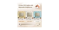 Modern Makeup Vanity Desk with Mirror and Lights and Stool Set
