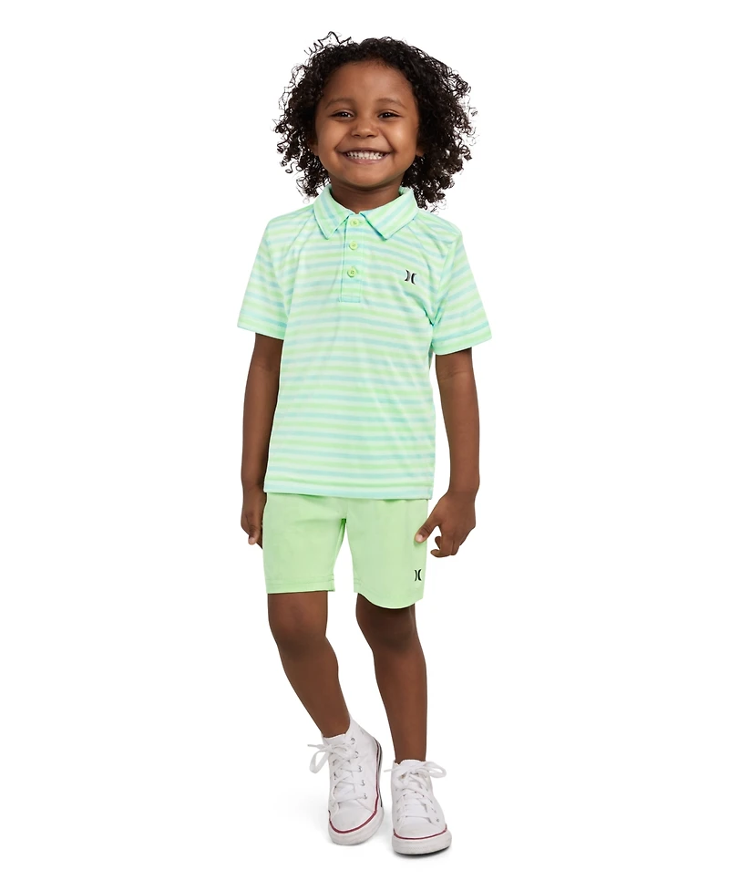 Hurley Toddler Boys H2O-dri Stripe Polo & Shorts Set