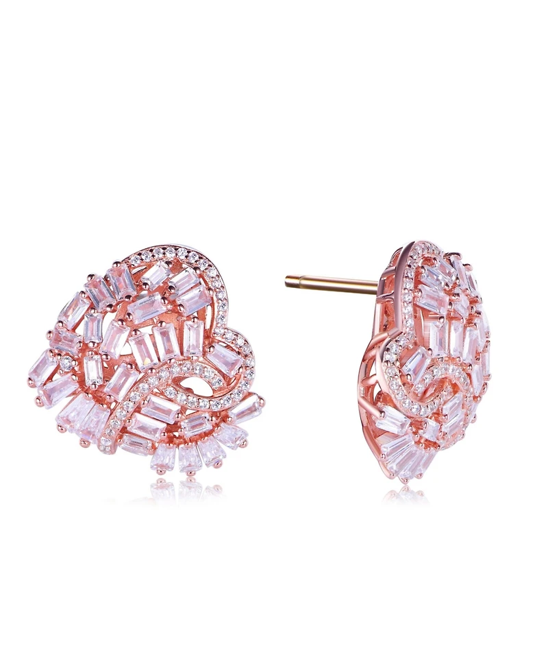 Suzy Levian Sterling Silver Cubic Zirconia Large Heart Cluster Earrings