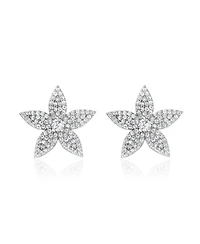 Suzy Levian Sterling Silver Cubic Zirconia Flower Earrings