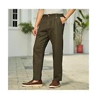 Men's Sacramento Green Ribbed-Pleated Chino Trousers