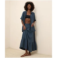 Pact Women's Organic Cotton Coastal Double Gauze Tiered Maxi Skirt