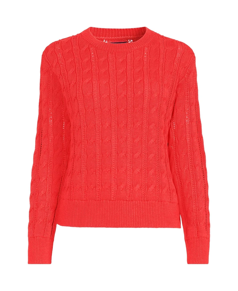 Lands' End Women's Drifter Cable Pointelle Stitch Sweater