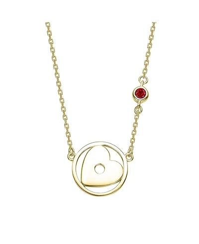 Kids 14K Gold Plated with Colored Cubic Zirconia Accent Heart Pendant Necklace