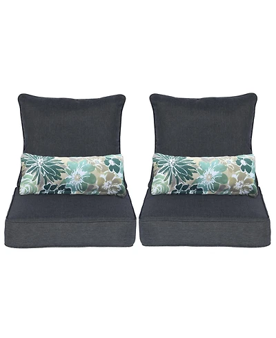Aoodor 23'' x 26'' Outdoor Deep Seat Chair Cushion Set, Olefin Fabric, Slipcover with Sponge Foam, (Set of 2 Seats, 2 Backs