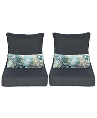 Aoodor 23'' x 26'' Outdoor Deep Seat Chair Cushion Set, Olefin Fabric, Slipcover with Sponge Foam, (Set of 2 Seats, 2 Backs