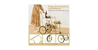 3-Tier Home Bar Serving Cart on Wheels with Mirrored Shelves