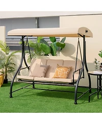 Gymax 3-Seat Outdoor Converting Patio Swing Glider Adjustable Canopy Porch Swing