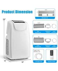 12000 Btu(Ashrae) Dual Hose Portable Air Conditioner with Remote Control