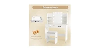 Vanity Set with Lighted Mirror and Stool Power Outlet