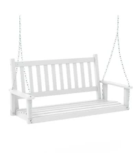 Gymax Wooden Porch Swing 2-Person Hanging Chair w/ Adjustable Galvanized Metal Chains