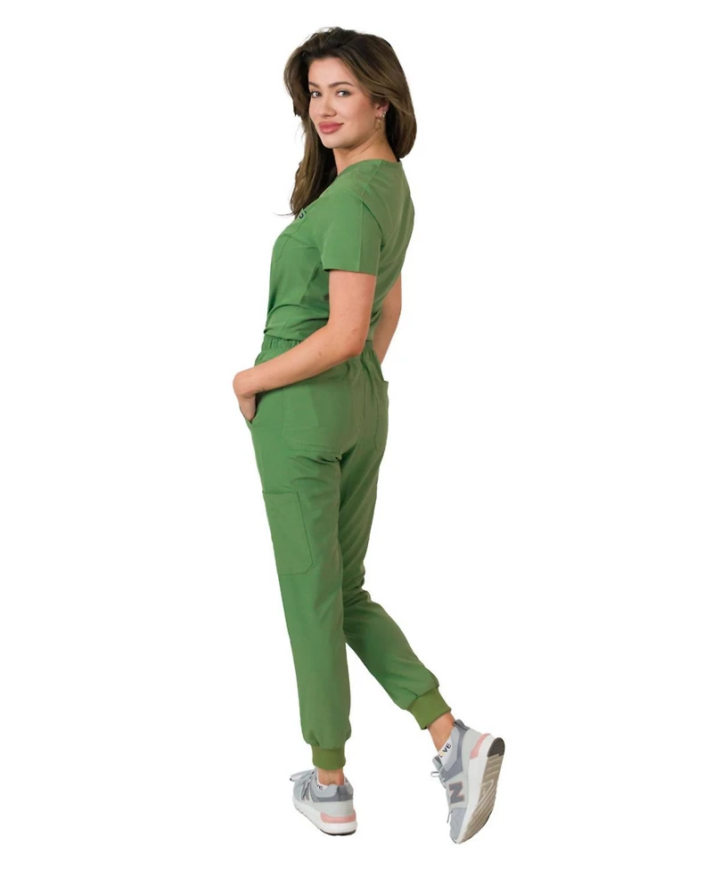 Medgear Women's 1-Pocket Top Knit Rib Cuff Jogger Pants Set