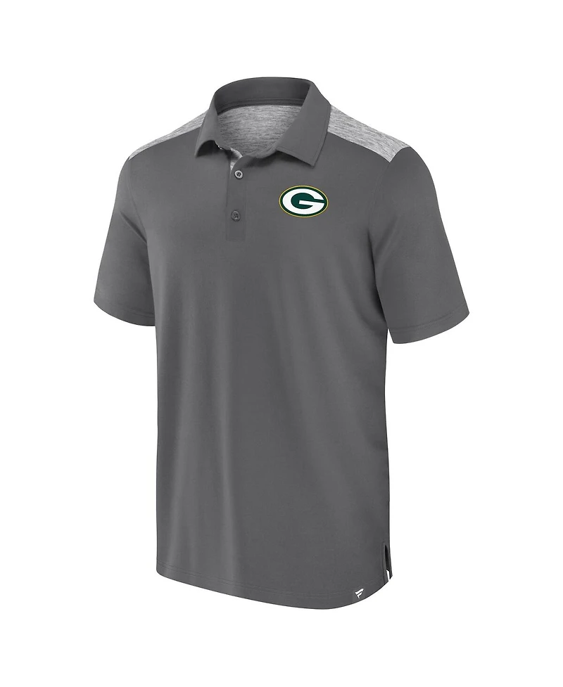 Fanatics Men's Gray Green Bay Packers Long Shot Polo Shirt