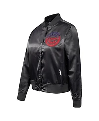 Pro Standard Women's Black Chicago Cubs Rhinestone Satin Full-Snap Jacket