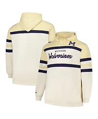 Mitchell & Ness Men's Cream Michigan Wolverines Big Tall Head Coach Pullover Hoodie