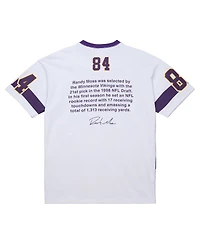 Mitchell & Ness Men's Randy Moss White Minnesota Vikings Name Number Team Origins Vintage Logo T-Shirt