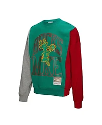 Mitchell & Ness Men's and Women's Green Milwaukee Bucks Hardwood Classics Split 3 Pullover Sweatshirt