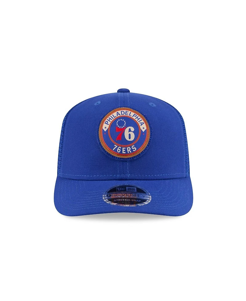 New Era Men's Blue Philadelphia 76ers Victory Grove Circle Patch 9SEVENTY Adjustable Hat