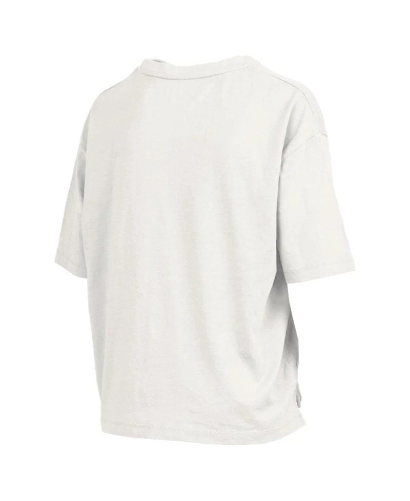 Pressbox Women's White Michigan Wolverines Nelson Arch Over Logo Waist Length Oversized Slub T-Shirt